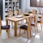 Massief kernbeuken houten eettafel uitschuifbaar met opklapbare inlegbladen