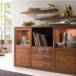 Massief walnoot houten dressoir met deuren en laden