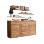 Massief wild eiken houten dressoir met deuren en laden