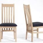 Massief eikenhouten eetkamerstoel met spijlen wit geolied met stoffen of leren zitting